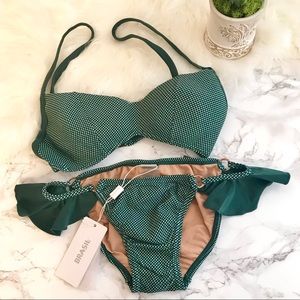 Rosa Cha  Gingham Print, Emerald green, Timeless suit